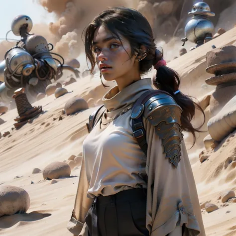 best quality, ultra-detailed, high quality background, masterpiece, epic realistic, (dark shot:1), 1girl, ninja floating, textured clothing, high quality dragon_head, smoke, (((sandstorm))), (flying stone), (((dust explosion:1))), wind, realistic, solo_focus, (dark_background), 3d Model <lora:nijiexp:1>