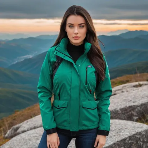 a photo of lana rhoades, ohwx woman, wearing a jacket, on a mountain, best quality <lora:lanarhoades_SDXL:0.8>