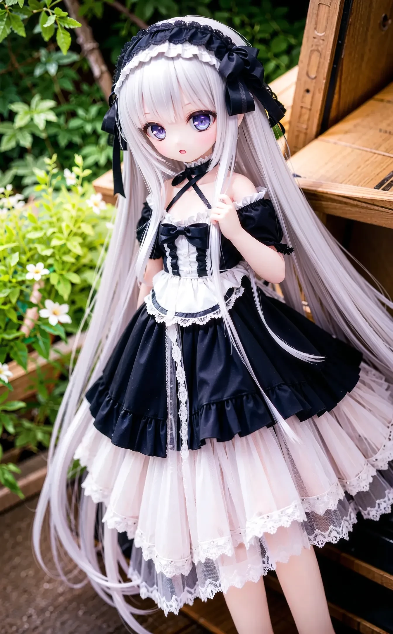 (cowboy shot,very long hair,4349:1),<lora:lora_1230c:0.25>,dress,long_hair,flower,solo,1girl,ta_fashion,hairband,very_long_hair,
