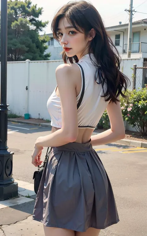 (((Shoot from a low angle below)))、(((White denim、White denim shorts、Pink silk cloth、Denim wrinkled and lifted、The display tray is lifted.、Lift your shorts yourself、White sport shorts)))、(((Panties can be seen through the gaps in the shorts)))、White vest、ultra - detailed、tmasterpiece、top-quality、超A high resolution、8K、high-level image quality、Photogenic clarity、Live action、A detailed eye、gradients、perfect anatomy body proportions ,hdd、NFFSW , Nikon Z9 80mm lens 、masutepiece、Detailed panty pattern、Detailed and clear panty pattern、Bright sunlight and natural light、Crowds in the city、The beautiful bust seems to overflow、Beautiful pointed areola,,,,、Her eyes sparkled.、Brunette Bob hair、、Bright lips and lip gloss、