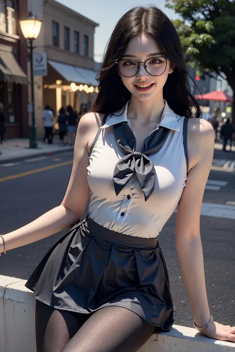 Menina caucasiana, peitos extra pequenos, olhos perfeitos, Pale girl, coxas perfeitas, European girl, Menina adulta nova, Cortada, saia, transparent black pantyhose, morena, cabelos longos, black hair, pale girl, glasses, sfw
