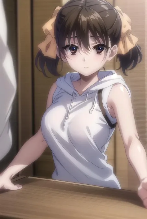 karenkatou, <lora:karenkatou-lora-nochekaiser:1>,
karen katou, short hair, brown hair, twintails, (brown eyes:1.5), short twintails,
BREAK ribbon, sleeveless, hood, hoodie, sleeveless hoodie,
BREAK looking at viewer, full body,
BREAK indoors, classroom,
BREAK <lyco:GoodHands-beta2:1>, (masterpiece:1.2), best quality, high resolution, unity 8k wallpaper, (illustration:0.8), (beautiful detailed eyes:1.6), extremely detailed face, perfect lighting, extremely detailed CG, (perfect hands, perfect anatomy),
