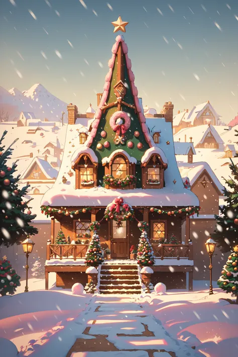 <lora:HolidayIdidalittlebit:0.8>christmas gingerbread house in the winter, in the style of vibrant stage backdrops, pink and amber, stereoscopic photography, pastoral nostalgia, algeapunk, spectacular backdrops, realistic scenes, holidayxl style, but instead of it being snow it's Alex brightman doing a rail and it's cocaine party