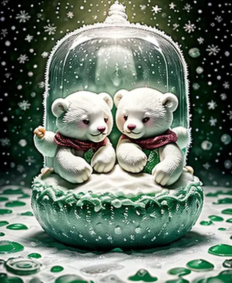 alluring plush white bears, encased in a fantastical profusion of jade roses, delightful creatures with a whimsical and entertaining demeanor that provokes joyous laughter holidayxl style, green theme, winter time <lora:HolidayIdidalittlebit:0.80> <lora:speedy1p5:1.15>