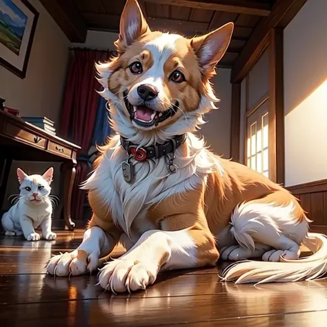 (masterpiece, best quality, detailed:1.5), cats versus corgis, winner take all anime deathmatch