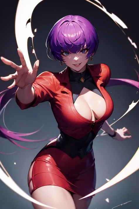 ((masterpiece,best quality)), absurdres, <lora:Orochi_Shermie:0.6>, Orochi_Shermie, solo, smiling, looking at viewer, cowboy shot, cinematic composition, dynamic pose