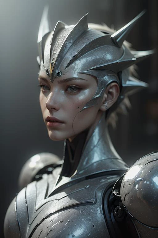 robot,spike,metall,glossy, (natural skin texture, hyperrealism, soft light, muted colors)