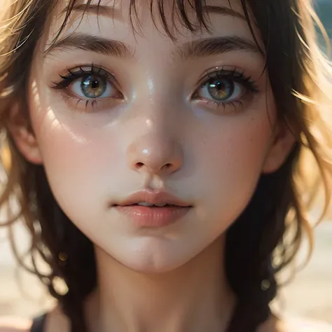 dslr photo of a pretty teen girl, close up ,[freckles:0.6] ,soft sun lights, cute girl, frontal portrait, (natural skin texture, hyperrealism, soft light, muted colors),, Subsurface scattering