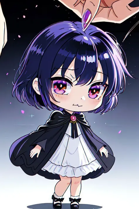 (Earth-QualityPos, Best_QualityPos, CelShade), (chibi, super deformed, huge head, kawaii:1.2), evil corrupted princess wearing dark pastel (ruffled:1) (gleaming:1) gown with (full body latex vampire cape:1) and (shiny transparent sleeves:1.2), soft lighting, (lots of frills and bows:1), (cute little fang, skin fang, simplified hands:1), (vmpr:1), (red eyes, glowing eyes, pale blue skin, jiangshi, evil smile:1.2), (lots of frills, lace and bows:1), (red moon background:1.3),