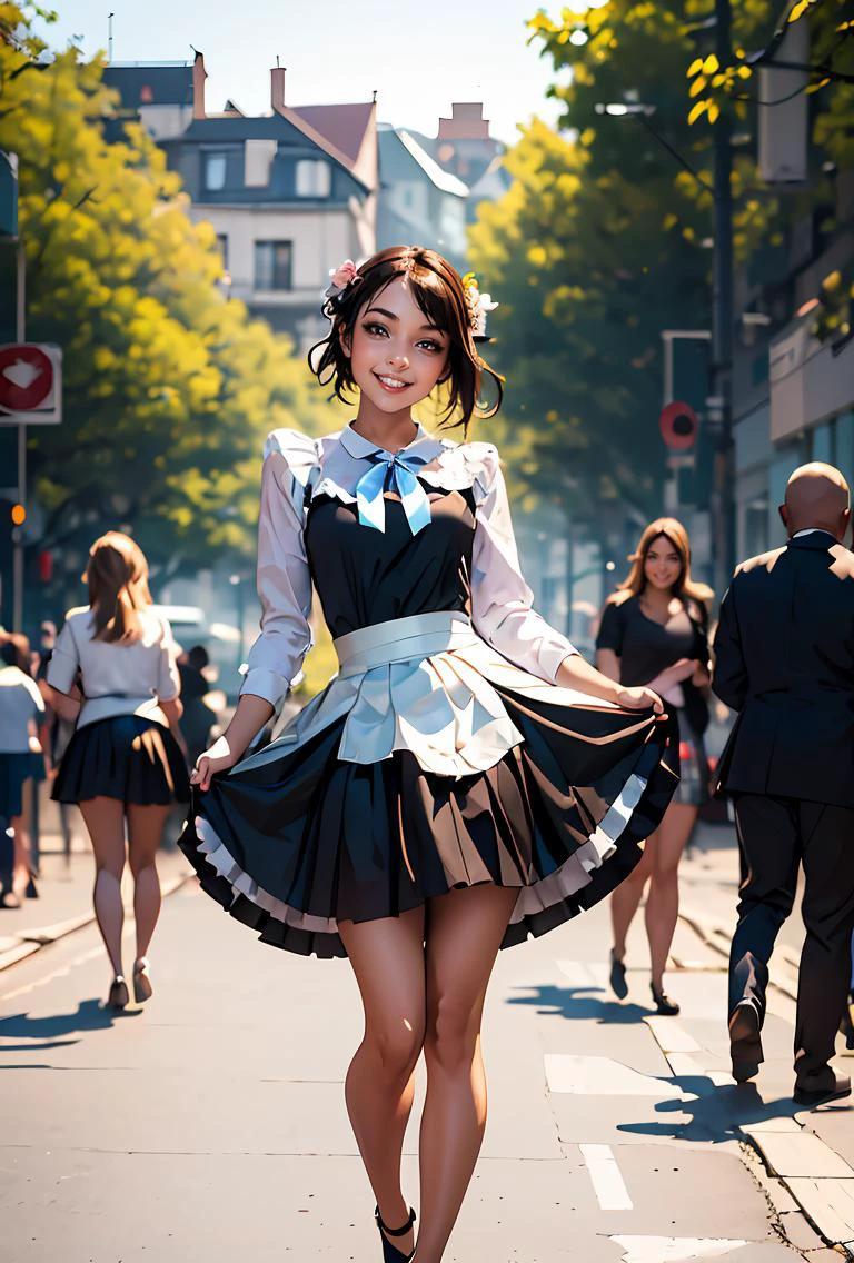 (masterpiece, best quality), 1girl, <lora:ojigi:0.8> (ojigi,curtsey:1.3), 1girl, smile,skirt