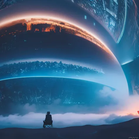 ((((ultra illustrated style:1.0)))),best quality,best animated,masterpiece,ray tracing, global illumination,blue theme, scenery, bird, no humans, fog, very wide shot, sitting, outdoors, science fiction<lora:blue theme:1>