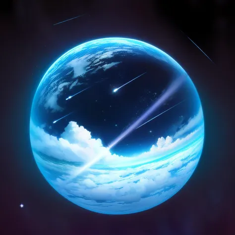 ((((ultra illustrated style:1.0)))),best quality,best animated,masterpiece,ray tracing, global illumination,blue theme, scenery, planet, star (sky), no humans, sky, space, bubble, starry sky, glass<lora:blue theme:1>