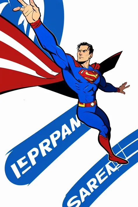 masterpiece,best quality,European and American cartoon characters, original character design, white background, simple background, <lora:Cartoon characters:0.7> old superman flying in the skies