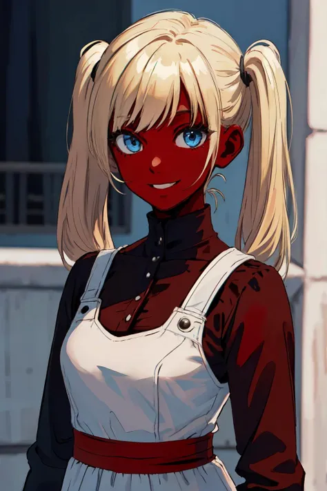 <lora:Dskin_v1.0:1.9> blonde hair, blue eyes, twintail, dress,
(best quality, masterpiece, RAW photo,ultra-detailed:1.2), <lyco:GoodHands-beta2:1.0>,1girl,solo,looking at viewer,smile