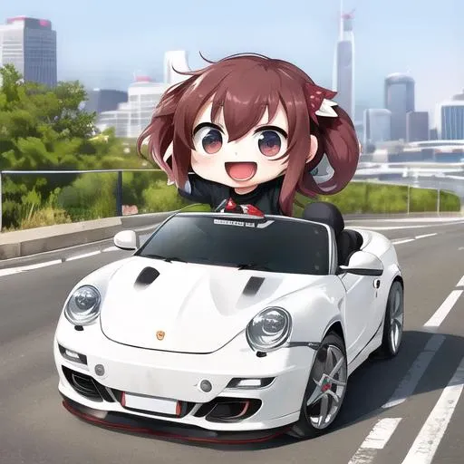 <lora:kids_car-v5:0.9> best quality, (chibi:1.3), solo, driving, road, convertible, porsche 911, :d, steering wheel,