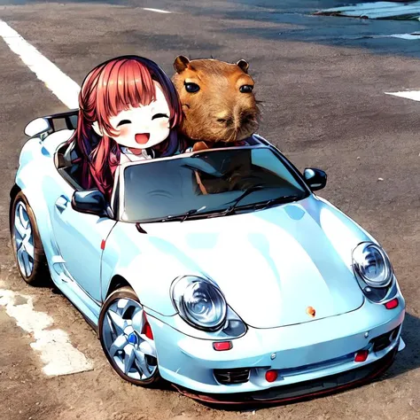 <lora:add_brightness:0.5><lora:add_detail:0.7> <lora:kids_car-v5:0.9><lora:capi:1> best quality, (chibi,capybara:1.2), solo, driving, road, convertible, porsche 911, :d, steering wheel,