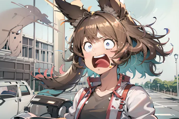 best quality, masterpiece, highres, <lyco:kids_car-v5:0.8>, kids car, driving, solo, <lora:ArinaMakihara:1>, rabbit ears, jacket, tight body pants, less light particles, fcPortrait, <lora:Lion_lora_768:0.7>, tokai teio (umamusume)