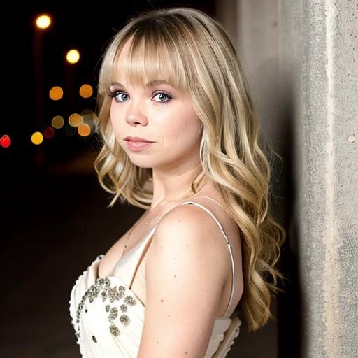 RAW photo, a close up portrait photo of amanda fuller in an evening gown, long haircut, pale skin, slim body, background is restaraunt, (high detailed skin:1.2), 8k uhd, dslr, soft lighting, high quality, film grain, Fujifilm XT3 <lora:amanda fuller v1.2:1>