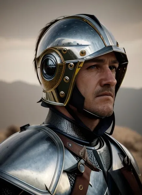 timeless style, masterpiece, best quality, 8k, artstation, sharp focus, ultrarealistic, high details, raw photo portrait of gh1, man, masculine, (in knight's armor and helmet) perfect face, perfect eyes, volumetric lighting, depth of field, cinematic lighting,
<lora:GeneHackman-10:1>