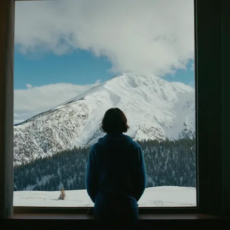 cinematic film still of  <lora:Film Grain style:1> high noise:4 high Grain:4
Film grain still image of a woman looking out a window at a mountain,solo,black hair,1boy,male focus,outdoors,sky,day,cloud,snow,mountain,realistic , cinematic look, film look, filmic, contrast, detailed, high quality, sharp image, film color, Kodak Motion Picture Film style, different color, different people, different look, different style, 35MM Film, 16MM Film, Photographic film, music video style, artistic style, cinematic style, film granularity, film noise, image noise, artistic effect, Fujicolor, Fuji film, Analog photography, movie style, movie still, Film grain overlay, Film Grain style, shallow depth of field, vignette, highly detailed, high budget, bokeh, cinemascope, moody, epic, gorgeous, film grain, grainy