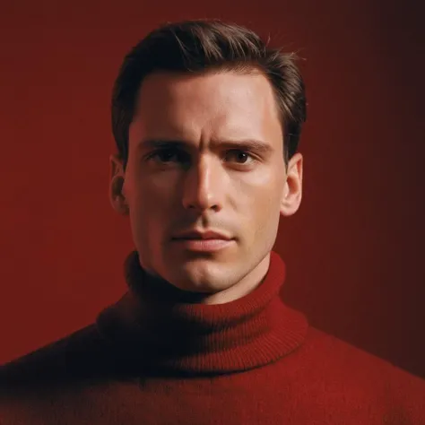 UHD, 4k, ultra detailed, cinematic, a photograph of <lora:Film Grain style:1>
Film grain still image of a man in a turtle neck sweater in front of a red background,solo,looking at viewer,short hair,1boy,closed mouth,upper body,male focus,sweater,turtleneck,portrait,red background,turtleneck sweater,realistic,red theme , cinematic look, film look, filmic, contrast, detailed, high quality, sharp image, film color, Kodak Motion Picture Film style, different color, different people, different look, different style, 35MM Film, 16MM Film, Photographic film, music video style, artistic style, cinematic style, film granularity, film noise, image noise, artistic effect, Fujicolor, Fuji film, Analog photography, movie style, movie still, Film grain overlay, Film Grain style, epic, beautiful lighting, inpsiring