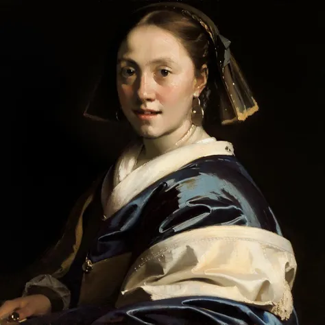 vermeer style, a painting of a woman <lora:vermeer-000007:0.8>