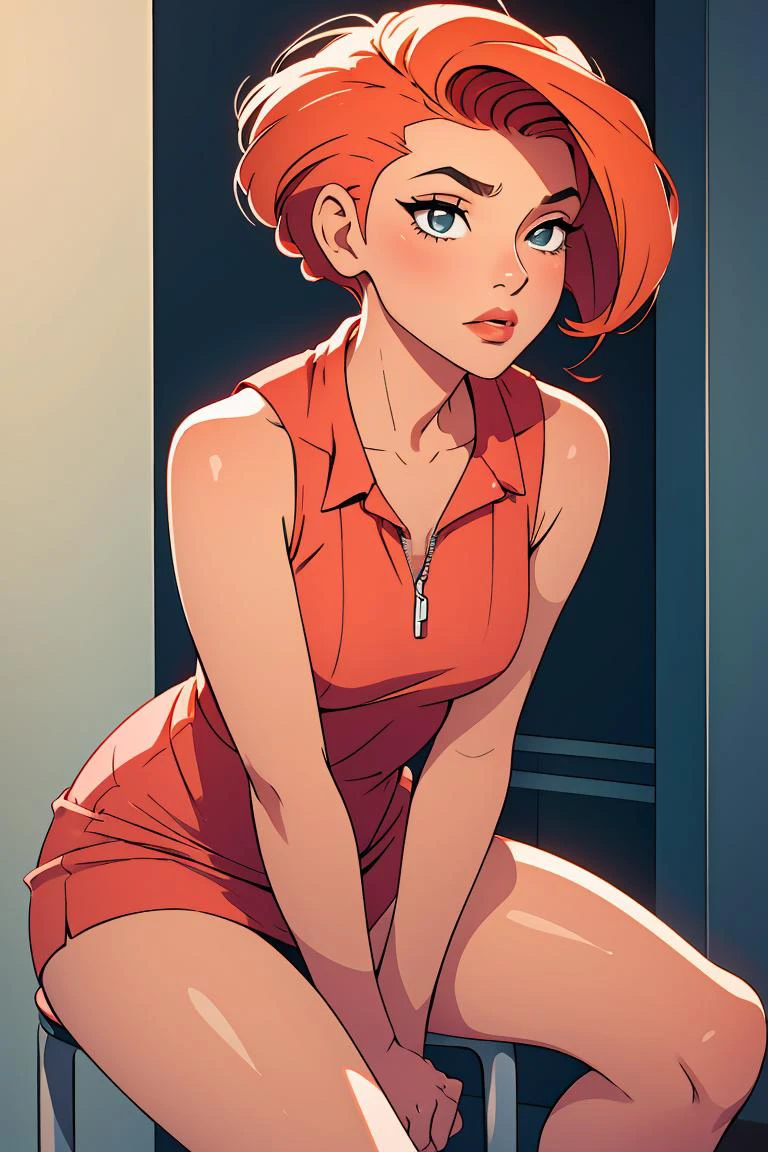 (masterpiece, best quality), 1girl, Coral Textured Side Part with Taper Fade, medium breasts, <lora:have_to_pee-v1:0.8> have to pee, hand between legs, leaning forward