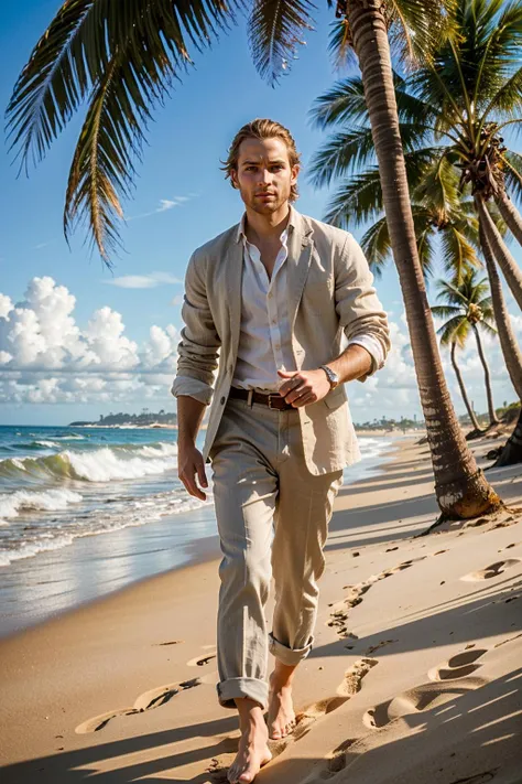 ((ultra detailed, masterpiece, best quality))
<lora:DA2Anders:0.8>
DA2Anders, 1boy, solo, blonde hair, On a sandy beach with a sophisticated twist, linen suit with an unbuttoned shirt, ocean waves and palm trees, walking barefoot in the sand