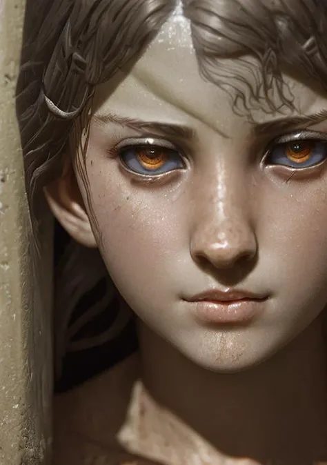 crystal clear, masterpiece, photorealistic, intricate detail, sdlr, warframe, (last light), (farcry:0.8), young girl female warrior scared huddled in corner, (beautiful gorgeous eyes), detailed face + eyes, by jock sturges, large breasts