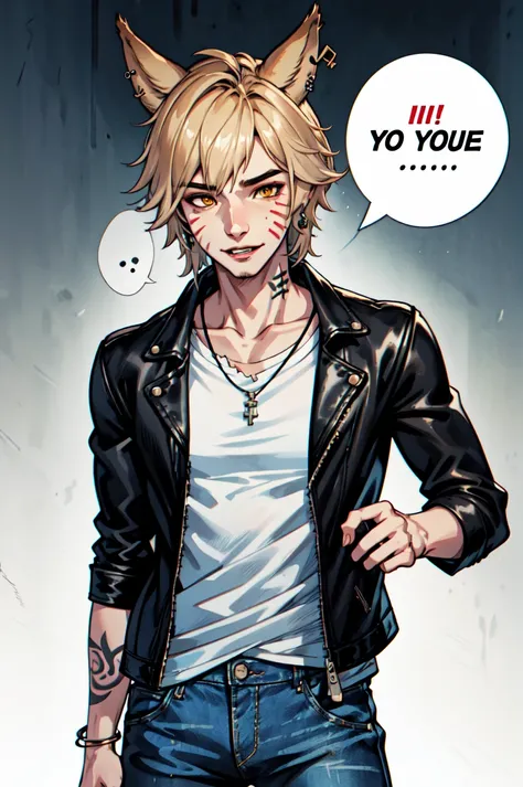 1boy, male focus, solo, Simple-Miqote BadBoyVibes-GenderFree SpeechBubble-Test