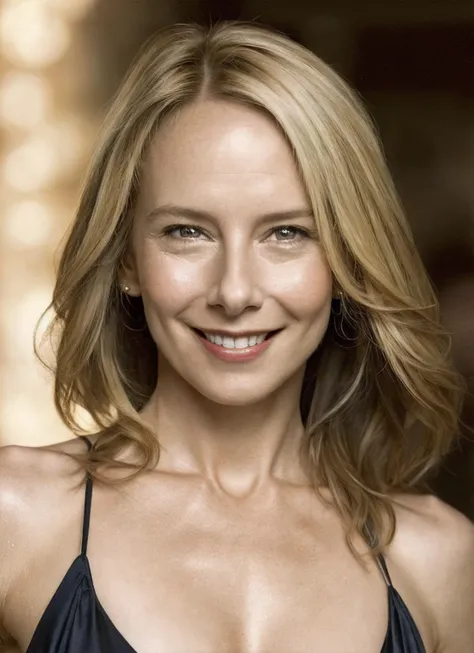((Very realistic))、Delicate and precise expression、(((Very beautiful 50 year old American cowgirl)))、Fluffy blonde、(Chubby body type)、(((Very big huge boobs)))、(((Big big cleavage)))、Deep neckline、(((On a ranch in the American West)))、Very sexy mature cowgirl、