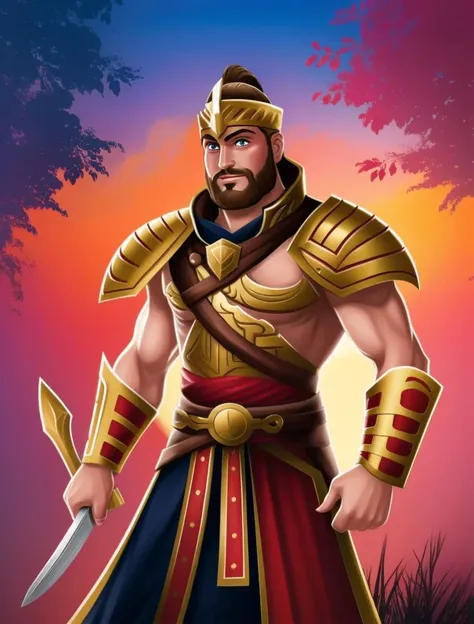 <lora:BlushBrush:0.7> blushbrush,
a man wearing warrior costume