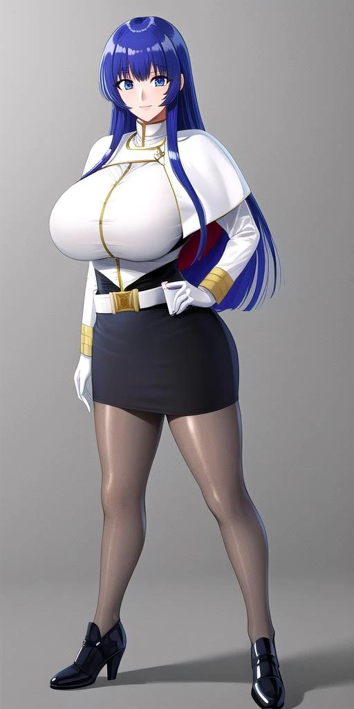 <lora:YurikaMisumaruV3:0.75> yurikamisumaru, huge_breasts, standing, solo, Military_uniform_White_turtleneck_jacket_Black_pencil_skirt_Black_pantyhose_White_capelet, masterpiece, best quality, detailed face, detailed eyes, highres,