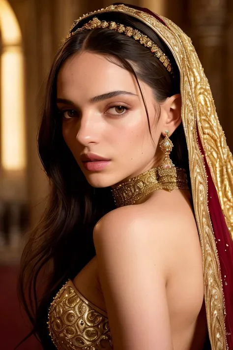 beautiful woman (sfnr-4000:.99), perfect hair, jewellery, ((portrait)), (closeup:1.2), ((from the waist up)), (((byzantine cathedral environment:1.2 ))), natural skin texture, ((pilgrim costume :1.2)), 24mm, 4k textures, soft cinematic light, adobe lightroom, photolab, hdr, intricate, elegant, highly detailed, sharp focus, ((((cinematic look)))), soothing tones, insane details, intricate details, hyperdetailed, low contrast, soft cinematic light, exposure blend, hdr, faded, now, ("I've got a bad feeling about this.":1.1)