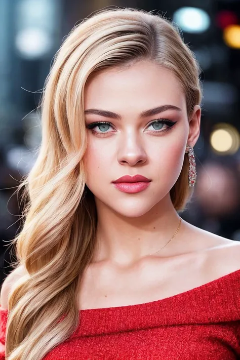 photo of beautiful (nicpeltz:0.99), a woman with beautiful hair, hair upsweep updo, as a movie star in a (movie premiere), premiere gala, (near a movie theatre), natural skin texture, (sexy tight red sweater off-shoulder with a strap), 24mm, 4k textures, soft cinematic light, adobe lightroom, photolab, hdr, intricate, elegant, highly detailed, sharp focus, ((((cinematic look)))), soothing tones, insane details, intricate details, hyperdetailed, low contrast, soft cinematic light, exposure blend, hdr, faded, (paparazzi in background), (painted lips:1.1), ((looking at viewer:1.1))
