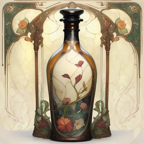 Сcore_9, score_8_up, score_7_up, score_6_up, ArsMJStyle, Art Nouveau, Bottle