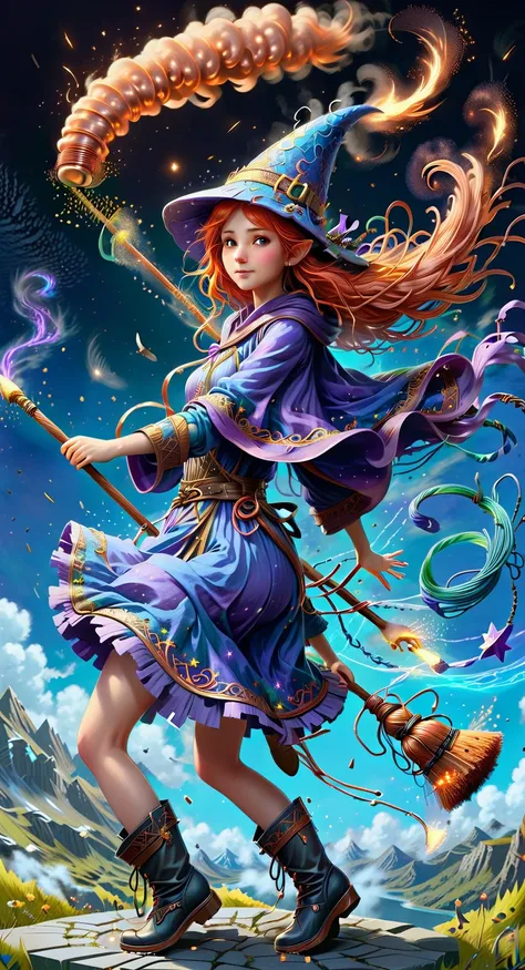 {"prompt": "masterpiece, best quality, ultra-detailed, illustration, 1girl, solo, fantasy GPU World, flying a copper wire broom, CPU sky, outdoors and viewed from far. BREAK Magic silicon chalkdust spells under the watercooled moonlight,  electric stars, copper wool hair, cape, wired hat and boots, Broomstick with a glowing mysterious heatsink, enchanting, whimsical, playful BREAK adventurous, freedom, wonder, imagination, determination, skill, speed, movement, energy, realism, naturalistic BREAK Figurative, representational, beauty, fantasy culture, mythology, fairy tales BREAK folklore, legends, witches, wizards, magical creatures, fantasy worlds BREAK composition, scale, foreground, middle ground, background, perspective, light, color, texture, detail, beauty, wonder. Elegant, Ultra high definition 8K, Detailed and Intricate, Beautiful Lighting, Photo realistic, photo realism.", "negative_prompt": "nsfw,(worst quality, low quality:1.4), (lip, nose, tooth, rouge, lipstick, eyeshadow:1.4), ( jpeg artifacts:1.4), (depth of field, bokeh, blurry, film grain, chromatic aberration, lens flare:1.0), (1boy, abs, muscular, rib:1.0), greyscale, monochrome, dusty sunbeams, trembling, motion lines, motion blur, emphasis lines, text, title, logo, signature", "seed": 1801455652, "use_stable_diffusion_model": "IrisHeavenlyBlue-3heartschasingDragons-0.50000", "clip_skip": true, "use_controlnet_model": null, "use_vae_model": "sdxl_vae", "sampler_name": "euler", "width": 832, "height": 1536, "num_inference_steps": 60, "guidance_scale": 14.0, "use_lora_model": ["chipX_siliconchip-000006", "ChalkDustStyleSDXL", "Electrical_Wires_Style_SDXL"], "lora_alpha": [0.75, 0.75, 0.75], "use_embeddings_model": null, "tiling": null, "use_face_correction": null, "use_upscale": null}