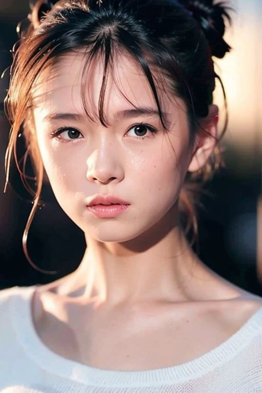 8k, RAW, best quality, ultra high res, 1girl, portrait, closeup, perfect lighting, hair buns, bangs, standing, crying, shed tears, tears of bean size, tears drop, tears on face, sad, sad face, shining tears in eyes, ((closed lips)), shining eyes, shining tears, glowing tears, glowing eyes
,akinav1, <lora:akinaNakamori_v2:0.8>