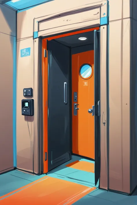 rough digital painting, sketch, anime style, Secure Entrance with Airlock \(room\) <lora:EnvyStarlightAnimeDigitalPainting02:1>