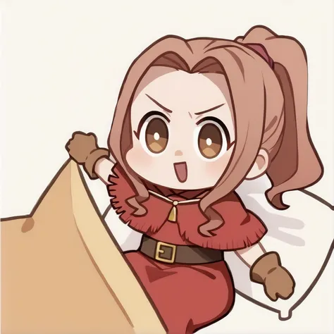 Seggs, chibi, open mouth, disgust <lora:Seggs_XLPD:1.1> 1girl, mimi, long hair, sidelocks, ponytail, brown eyes, red dress, capelet, brown gloves, belt, skirt, cowboy hat, <lora:MimiSora:1>, score_9, score_8_up, score_7_up, score_6_up, score_5_up, score_4_up, BREAK source_anime, masterpiece