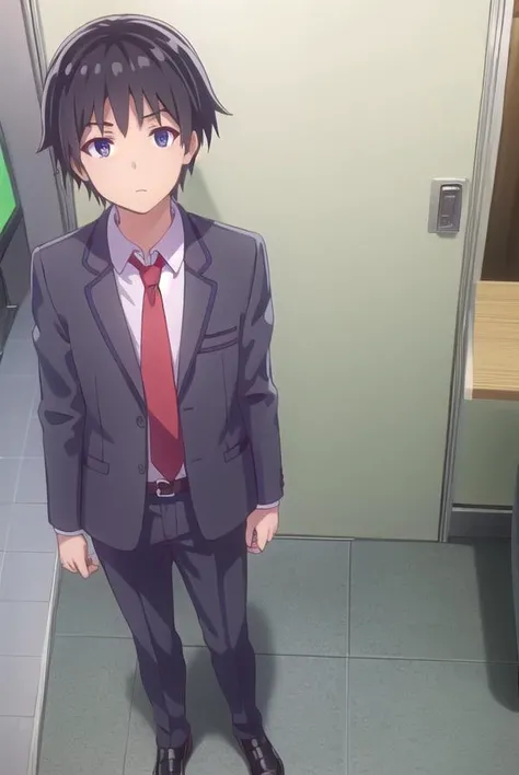 keikikiryuu, <lora:keiki kiryuu s1-lora-nochekaiser:1>,
keiki kiryuu, black hair, (black eyes:1.3), male focus,
BREAK school uniform, jacket, necktie, shoes, pants, red necktie,
BREAK indoors, classroom,
BREAK looking at viewer,
BREAK <lyco:GoodHands-beta2:1>, (masterpiece:1.2), best quality, high resolution, unity 8k wallpaper, (illustration:0.8), (beautiful detailed eyes:1.6), extremely detailed face, perfect lighting, extremely detailed CG, (perfect hands, perfect anatomy),