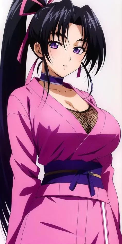 <lora:KousakaShigureV2:0.7>, kousaka_shigure, ponytail, large_breasts, standing, solo, ShigurePinkOutfit, masterpiece, best quality, detailed face, detailed eyes, highres,