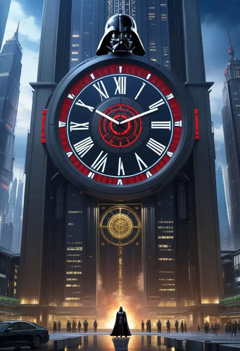 "Countdown to midnight"
Weight:1
"Countdown before new year. A giant futuristic clock in a skyscraper."
Weight:1
"by artist "anime", Anime Key Visual, Japanese Manga, Pixiv, Zerochan, Anime art, Fantia Epic cinematic brilliant stunning intricate meticulously detailed dramatic atmospheric maximalist digital matte painting"
Weight:1
"Darth Vader standing in foreground watching clock."
Weight:1
