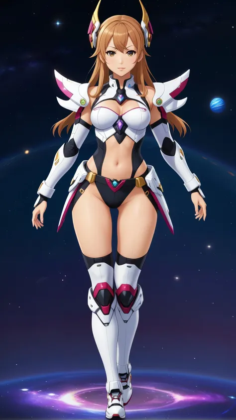 space warrior in the style of Valkyrie Drive, full body