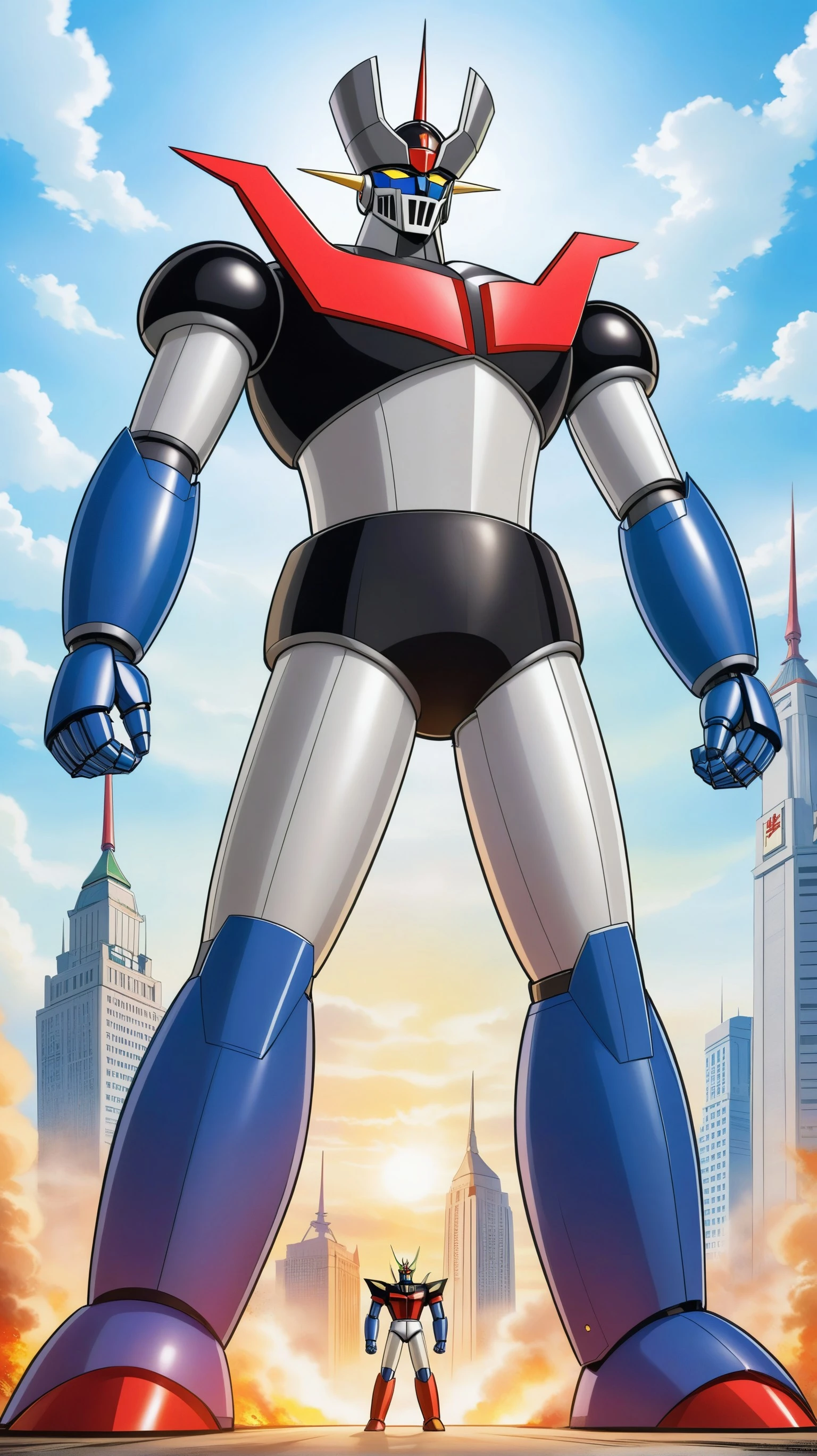 mazingerz super giant robot, epic, elegant, intrincate details, fantasy, comic book style mazingerz robot <lora:mazingerz by arteiaman:0.5>
