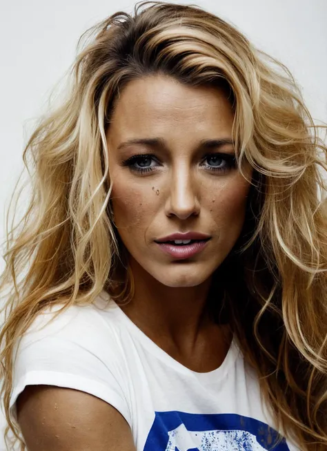 portrait RAW photo of sks woman, medium breasts, tan, dewy skin, sweaty skin, wavy hair, punk tshirt, punk, <lora:locon_blake_v1_from_v1_64_32:1.25>