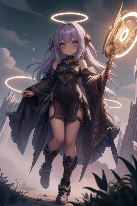 1girl, full body, full shot, masterpiece, best quality, hdr, 8k, dusk, <lora:Mild detail adjusterV10:0.7>, <lora:more_details:0.3>, medium violet hair <lora:eGirlMakeup:0.8> EGirlMakeup, eyeliner, <lora:BlessedTech:0.7> blessedtech, blessed, aura <lora:chocoskin:0.8>