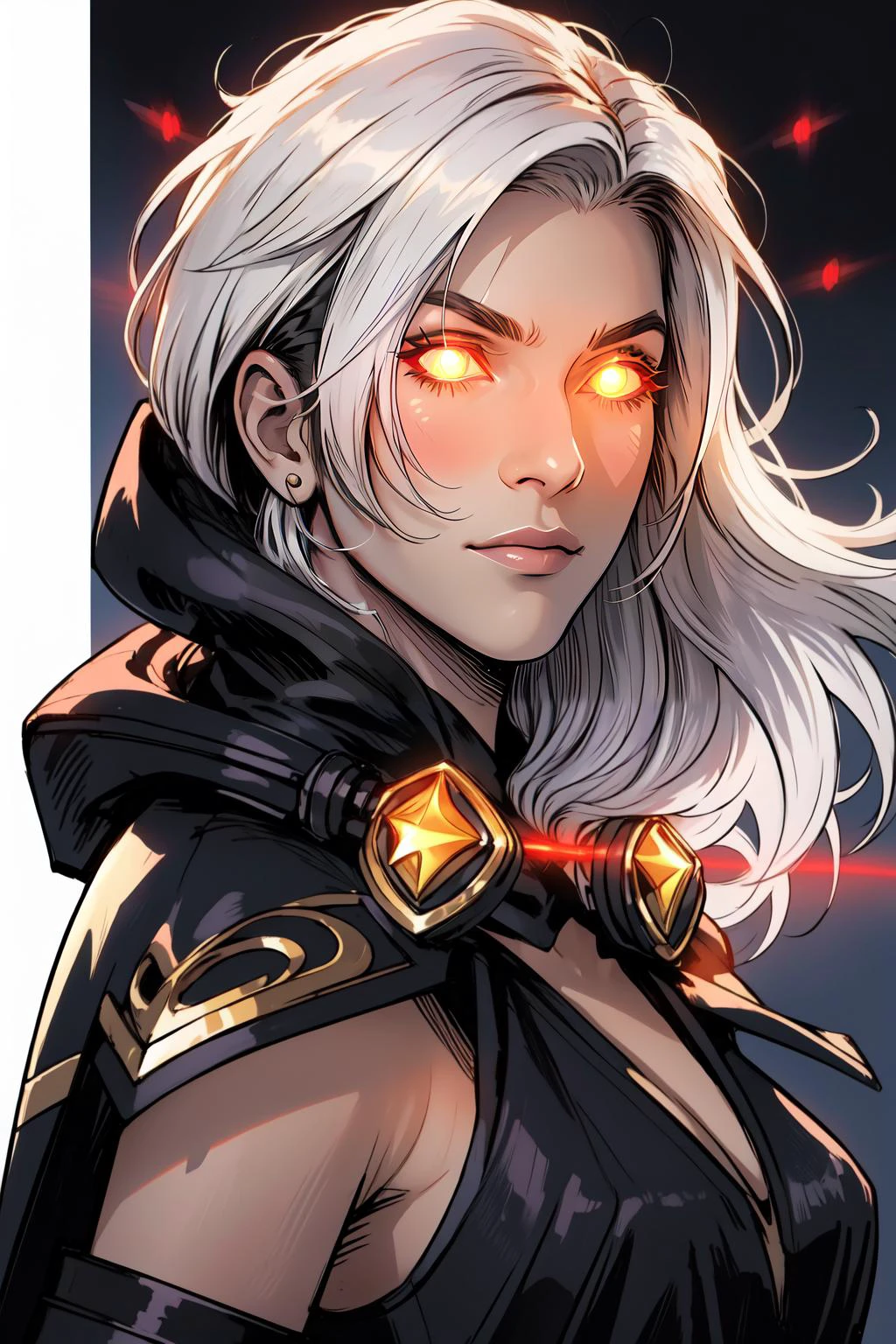 (masterpiece, best quality), intricate details,
1girl, <lyco:Ashe_LoL-000013:0.8>ashe \(league of legends\), 1girl, black dress, detached sleeves, hooded cape, white hair, long hair,
upper body, looking at viewer, portrait, <lora:GlowingRedEyeMeme:0.8> Glowing Eyes Meme, (Glowing Eyes Meme:1.2), glowing eyes, glowing, epic,