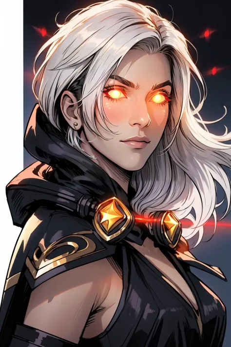 (masterpiece, best quality),  intricate details,
1girl,  <lyco:Ashe_LoL-000013:0.8>ashe \(league of legends\), 1girl, black dress, detached sleeves, hooded cape, white hair, long hair,
 upper body, looking at viewer, portrait,  <lora:GlowingRedEyeMeme:0.8> Glowing Eyes Meme, (Glowing Eyes Meme:1.2), glowing eyes, glowing, epic,