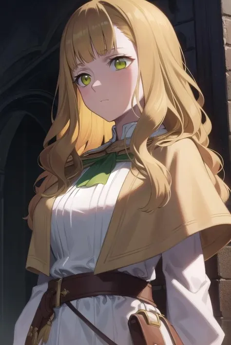 mimosavermillion, <lora:mimosavermillionv2-lora-nochekaiser:1>,
mimosa vermillion, brown hair, (green eyes:1.5), blunt bangs, bangs, medium hair, wavy hair,
BREAK dress, capelet, long sleeves,
BREAK looking at viewer,
BREAK outdoors,
BREAK <lora:GoodHands-vanilla:1>, (masterpiece:1.2), best quality, high resolution, unity 8k wallpaper, (illustration:0.8), (beautiful detailed eyes:1.6), extremely detailed face, perfect lighting, extremely detailed CG, (perfect hands, perfect anatomy),